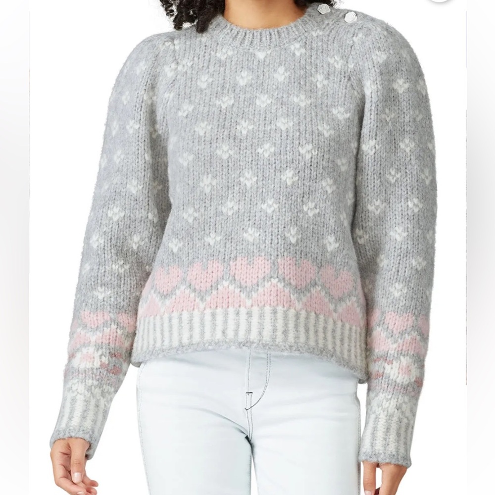 LoveShackFancy Rosie Pointelle Grey/GrayAlpaca Wool Pullover Sweater (S) - Picture 3 of 10